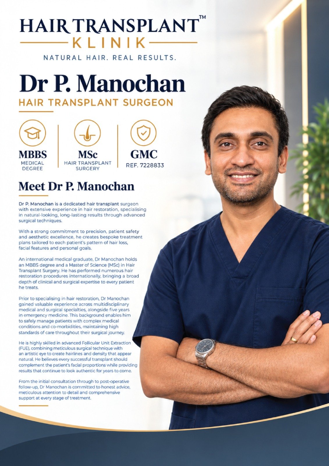 Dr. P. Manochan - Hair Transplant Klinik GMC registered surgeon